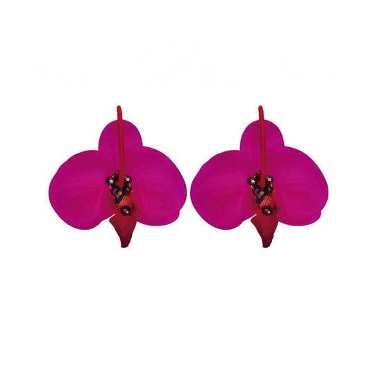 Argollas Orquidea Grandes Fucsia